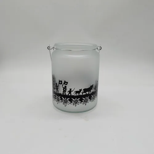 Trendform Windlicht Swiss Tradition 13 cm x 9.5 cm - Detailfarbe: Schwarz - Weiss - Detailmaterial: Glas - Grundmaterial: Glas