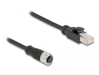Delock M12 Adapterkabel D-kodiert 4 Pin Buchse zu RJ45 Stecker 50 cm