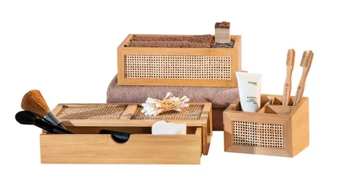 Wenko Aufbewahrungsbox Allegre mit Schublade, Hellbraun - Materialtyp: Holz - Material: Rattan - Detailfarbe: Hellbraun - Produkttyp: Aufbewahrungsbox