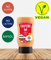 Chipeno Sauce Spicy Habanero 300 ml - Produkttyp: Chilisauce - Nährwertangabe pro: 100 ml - Energiegehalt (in kj): 2257 KJ - Energiegehalt (in kcal): 539 Kcal - Fett: 40.8 g - Davon gesättigte Fettsäuren: 3.2 g