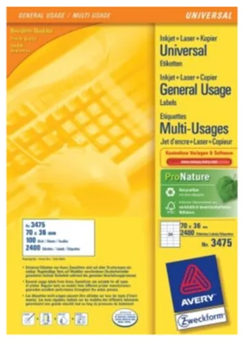 Avery 3475 printer label White