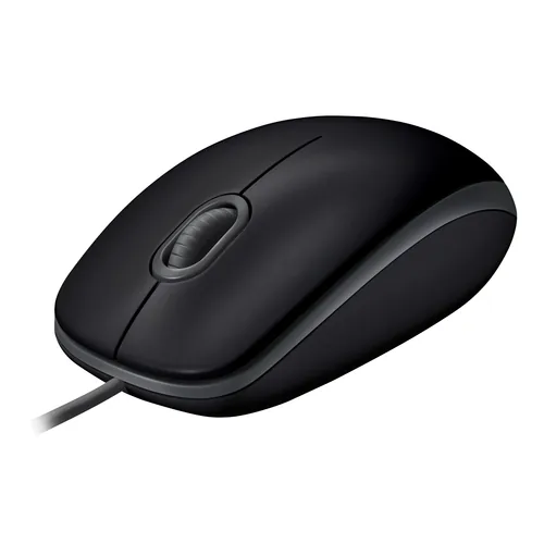Logitech Maus B110 Silent - Maus-Typ: Standard - Maus Features: Silent-Tasten - Scrollrad - Bedienungsseite: Universal - Detailfarbe: Schwarz - Verbindungsart: Verkabelt - Schnittstelle: USB-A