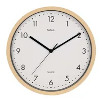 MAUL MAULgrain Quartz clock Round Wood, Black, White