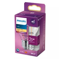 Philips Lampe LEDcla 25W E27 P45 WW CL ND Warmweiss (WW) - Energieeffizienzklasse: F - Lampensockel: E27 - Protokoll: Ohne - Smart Home: Nicht kompatibel - Farbtemperatur Kelvin: 2700 K - Gesamtleistung: 2 W