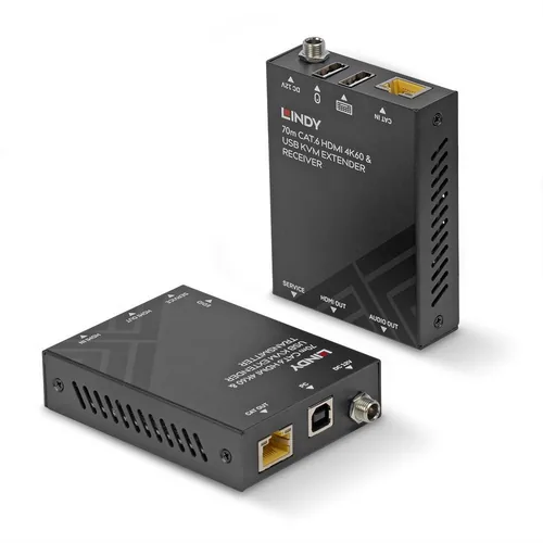 LINDY 70m Cat.6 HDMI 4K60, USB Audio KVM Extender