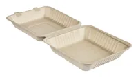 BioPak Menübox mit Deckel 1200 ml, 50 Stück - Detailfarbe: Braun - Materialtyp: Pflanzliche Faser - Material: Zuckerrohrpulpe (Bagasse) - Verpackungseinheit: 50 Stück