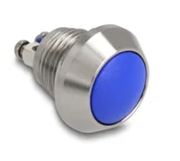 DELOCK Drucktaster zum Einbau 12 mm 2 x Schraubklemme blau