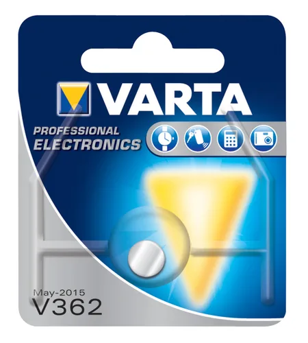 Varta Knopfzelle V362 / SR58 , 1 Stück - Gewicht: 0.39 g - Verpackungseinheit: 1 Stück - Chemisches System: Silberoxid - Batterietyp Bauform: SR58 / V362 / 362 / 361 / 532 / SR721W / SR721SW / D362 - Anwendung: Uhrenbatterien - Spannung: 1.55 V