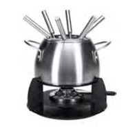 Nouvel Fleischfondue-Set Flag, 9-teilig - Anzahl Personen: 6 - Materialtyp: Metall - Material: Edelstahl - Betriebsart: Pastenbrenner - Kompatible Kochfelder: Feuer - Detailfarbe: Schwarz