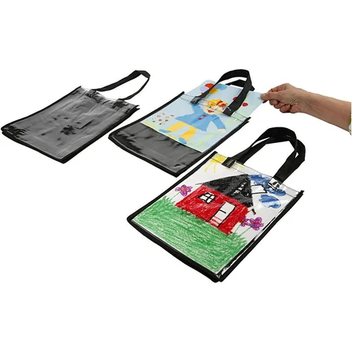 Creativ Company Tasche aus Vliesstoff mit durchsichtigem Einschub - Packungsgrösse: 1 Stück - Motiv: Ohne Motiv