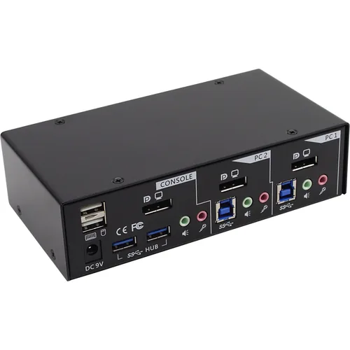 InLine Desktop KVM Switch 2 Port DisplayPort USB 3.0 Hub with Audio
