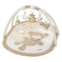 fehn Krabbeldecke mit Spielbogen Bär Rainbow - Material: Jersey - Stoff - Velour - Produkttyp: Krabbeldecke mit integriertem Spielbogen - Detailfarbe: Beige - Braun
