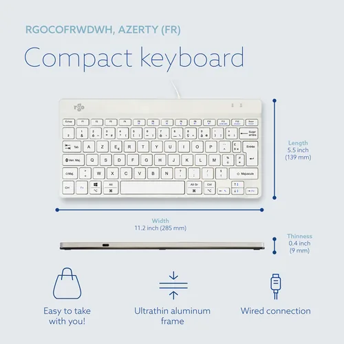 R-GO COMPACT BREAK ERGONOMIC KEYBOARD QWERTY (FR) WITH WHITE