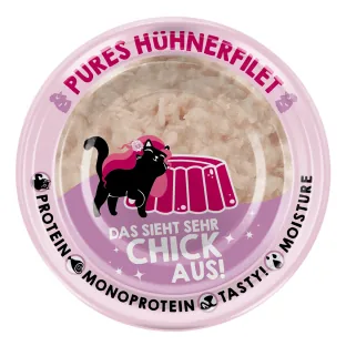Lucky Lou Nassfutter Extra Food Hühnerfilet in Gelée, 70 g - Tierbedürfnis: Kein besonderes Bedürfnis - Geschmacksrichtung: Geflügel - Zertifikate: Keine Zertifizierung - Fleischsorte: Huhn - Packungsgrösse: 70 g - Futtereigenschaft: Getreidefrei - Ohne k