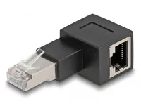 Delock Winkeladapter 90° RJ45 nach rechts, Cat.6A 1 Stück - Zubehörtyp: Kupplung - Detailfarbe: Schwarz - Verpackungseinheit: 1 Stück