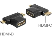 Delock Adapter HDMI - Micro-HDMI (HDMI-D)/Mini-HDMI (HDMI-C) - Kabeltyp: Adapter - Videoanschluss Seite A: HDMI - Videoanschluss Seite B: Micro-HDMI (HDMI-D) - Mini-HDMI (HDMI-C)