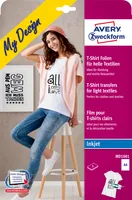 Avery Zweckform Aufbügelfolie Avery Inkjet - Geeignet für Drucker: Inkjet - Detailfarbe: Weiss - Aussenanwendung: Nein - Selbstklebend: Nein - Folien Effekt: Matt - Format: A4