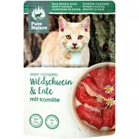 Pure Nature Nassfutter Wildschwein&Ente, 85 g - Tierbedürfnis: Kein besonderes Bedürfnis - Geschmacksrichtung: Wild - Geflügel - Zertifikate: Keine Zertifizierung - Fleischsorte: Ente - Wildschwein - Futtereigenschaft: Getreidefrei - Hoher Fleischanteil -