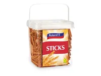 Roland Snacks Apéro Sticks 1.2 kg - Produkttyp: Bretzel - Nährwertangabe pro: 100 g - Energiegehalt (in kj): 1580 KJ - Energiegehalt (in kcal): 370 Kcal - Fett: 0.8 g - Gesättigte Fettsäuren: 0.2 g