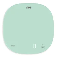 ADE Küchenwaage Kyra 18 x 18 cm Mint - Bedienungsart: Elektronisch - Messschritte: 1 g - Tara-Zuwiegefunktion: Ja - Detailfarbe: Mint - Gewicht Max.: 10 kg - Material: Glas