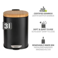 Wenko Treteimer Fianema 3 l, Schwarz - Fassungsvermögen: 3 l - Anzahl Behälter: 1 - Detailfarbe: Schwarz - Form: Rund - Material: Stahl
