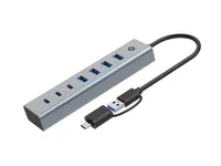 Conceptronic HUBBIES20GP 7-Port USB 3.0 Hub with Power Adapter, 5Gbps, USB-C x 3, USB-A x 4