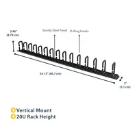 StarTech.com Vertical Cable Organizer with D-Ring Hooks - 20U - 2.8ft.