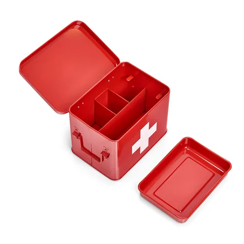 Zeller Present Erste Hilfe Schrank 21.5 x 16 x 16 cm, Rot - Breite: 16 cm - Höhe: 16 cm - Länge: 21.5 cm - Detailfarbe: Rot - Material: Metall - Abschliessbar: Nein