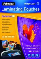 Fellowes Laminierfolie A3, 80 µm, 100 Stück, Glänzend - Mediengewicht: 80 µm - Folien Anwendungsbereich: Heisslamination - Folien Effekt: Glänzend - Papierformat: A3 - Zubehörtyp: Laminierfolie