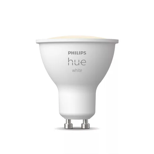 Philips Hue White GU10 Einzelpack - Energieeffizienzklasse: E - Lampensockel: GU10 - Protokoll: Bluetooth - ZigBee - Smart Home: Kompatibel - Farbtemperatur Kelvin: 2700 K - Gesamtleistung: 4.2 W