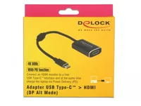 Delock Adapter 4K USB-C – HDMI/USB-C mit PD - Kabeltyp: Adapter - Videoanschluss Seite A: USB Type-C - Videoanschluss Seite B: HDMI - USB Type-C