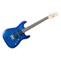 MAX E-Gitarre GigKit Quilted Style Blau - Gitarrenkoffer / Gigbag: Gigbag - Hals: Linde - Tonabnehmerbestückung: HH - Gitarrensteg: Tremolo - Leistung AMP: 0 W - Set: Ja