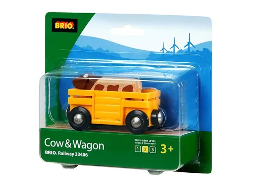 BRIO Eisenbahn Tierwagen mit Kuh - Kategorie: Fahrzeuge & Anhänger - Eisenbahnwagen & Lokomotiven - Altersempfehlung ab: 3 Jahren - Material: Kunststoff - Holz - Eigenschaften: Keine Eigenschaft - Zertifikate: FSC