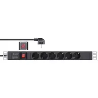 InLine 19" Steckdosenleiste - 6-fach Schutzkontakt - mit Schalter - 2m - schwarz