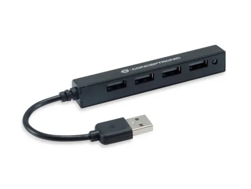 CONCEPTRONIC 4-Port Hub USB-A2.0->4xA2.0 schlank o.Netz. sw