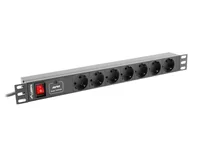 LANBERG 19"" PDU-Steckdosenleiste 1U 7xSchuko 2,0m 16A sw