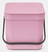 Brabantia Komposteimer Sort & Go 6 l, Rosa - Anzahl Behälter: 1 - Detailfarbe: Rosa - Form: Eckig - Fassungsvermögen: 6 l - Höhe: 18.1 cm - Material: Kunststoff
