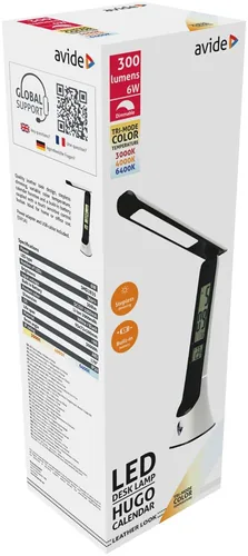 Avide LED Tischleuchte Hugo Schwarz-Weiß 6W Kalendar