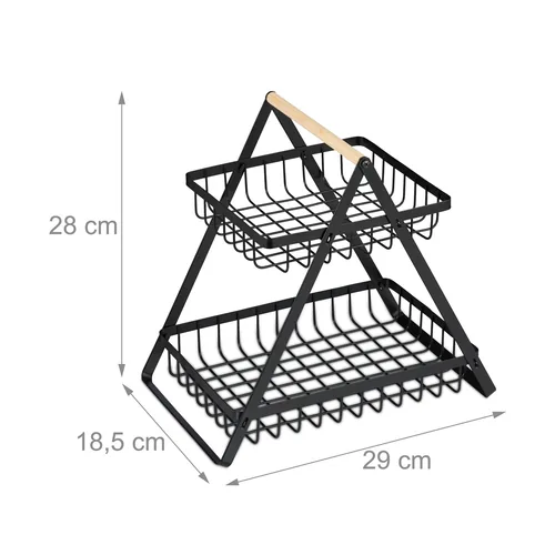 Relaxdays 4052025494421 serving basket Rectangular Iron, Wood Black