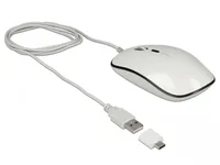 Delock Maus 12532 USB-Type-A &Type-C - Maus-Typ: Standard - Maus Features: Umschaltbare DPI-Auflösung - Scrollrad - Bedienungsseite: Universal - Detailfarbe: Weiss - Anthrazit - Verbindungsart: Verkabelt - Schnittstelle: USB-A - USB-C