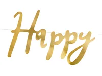 Partydeco Girlande Happy Birthday Gold, 16.5 x 62 cm - Materialtyp: Papier - Material: Papier - Detailfarbe: Gold - Länge: 0.62 m - Motto: Geburtstag