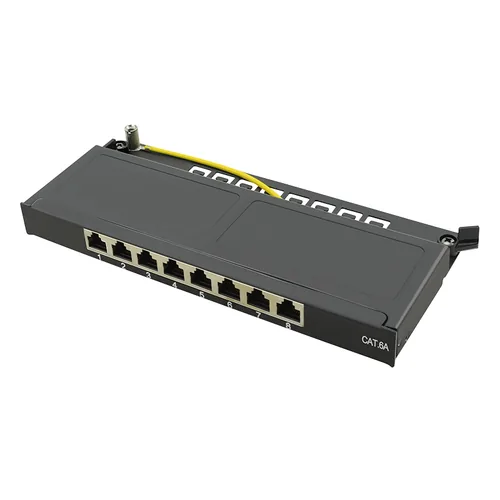 Logilink Cat.6A Mini Patchpanel, 8-Port, schwarz, 0,5 HE