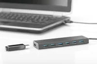 DIGITUS USB-Hub 7-Port 3.0->7xA3.0 m.Netzteil schwarz