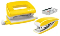 Leitz Locher und Mini-Heftgerät WOW 10 Seiten, Gelb - Anzahl Lochsegmente: 2 - Stanzkapazität: 10 Seiten - Detailfarbe: Gelb