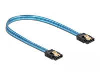 DeLOCK SATA 6 Gb/s Cable UV glow effect blue 20 cm