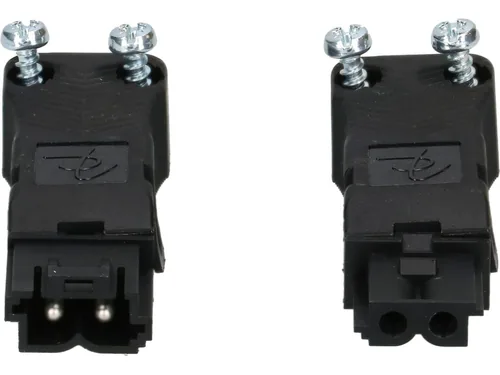 Max Hauri Set Stecker und Kupplung AC 164 flach, 2-polig - Detailfarbe: Schwarz - Stromanschluss Seite A: AC 164 - Schalter: Nein - Stromanschluss Seite B: Schraubklemme - Typ: Montagestecker - Montagekupplung