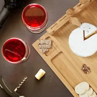 relaxdays Servierplatte Käsebrett mit Besteck 5-teilig, Natur - Material: Bambuspapier - Edelstahl - Zertifikate: Keine Zertifizierung - Detailfarbe: Hellbraun - Silber