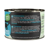 Lucky Lou Nassfutter SuperMono Pute, 200 g - Tierbedürfnis: Verdauung - Magen & Darm - Geschmacksrichtung: Geflügel - Zertifikate: Keine Zertifizierung - Fleischsorte: Pute - Futtereigenschaft: Getreidefrei - Single Protein - Produkttyp: Alleinfutter