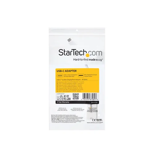 StarTech.com StarTech USB-C to Mini DisplayPort Adapter - 4K 60Hz - White - USB 3.1 Type-C to Mini DP Adapter (CDP2MDP)
