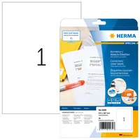 HERMA Abdecketikette 210 x 297 mm, 25 Blatt - Klebehaftung: Permanent - Drucker Kompatibilität: Laser - Inkjet - Anzahl Blatt: 25 × - Papierformat: A4 - Anzahl Etiketten: 25 - Etikettengrösse: 210 x 297 mm